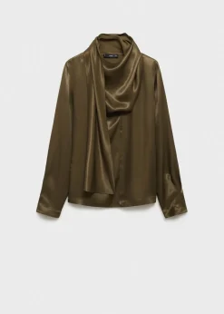 MANGO Koszule I Bluzki*Bluzka satynowa z wiązaniem