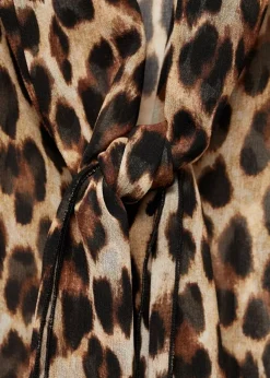 MANGO Koszule I Bluzki*Bluzka w lamparcie cętki z wiązaniem pod szyją