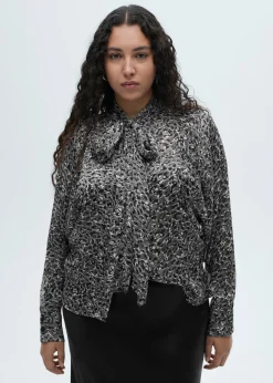 MANGO Koszule I Bluzki*Bluzka w lamparcie cętki z wiązaniem pod szyją