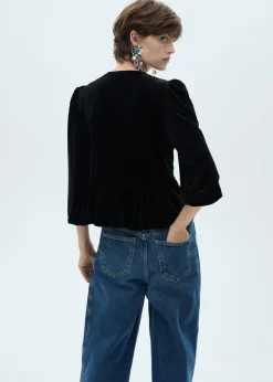 MANGO Koszule I Bluzki*Bluzka z aksamitu z wiązanym zapięciem