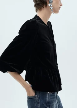 MANGO Koszule I Bluzki*Bluzka z aksamitu z wiązanym zapięciem