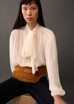 MANGO Koszule I Bluzki*Bluzka z bufiastymi rękawami i wiązaniem