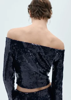 MANGO Koszule I Bluzki*Bluzka z cekinami i odkrytymi ramionami