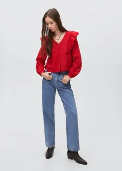 MANGO Koszule I Bluzki*Bluzka z falbaną na ramionach