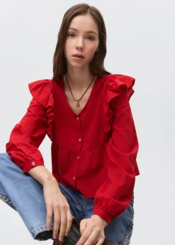 MANGO Koszule I Bluzki*Bluzka z falbaną na ramionach