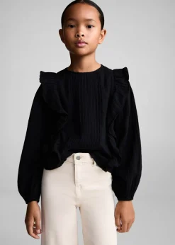 Dzieci MANGO Koszule I Bluzki*Bluzka z falbankami i wyszywanymi zdobieniami