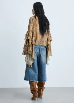 MANGO Koszule I Bluzki*Bluzka z falbankami i wzorem skóry węża