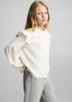 Dzieci MANGO Koszule I Bluzki*Bluzka z kreszowanego materiału w romantycznym stylu