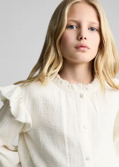 Dzieci MANGO Koszule I Bluzki*Bluzka z kreszowanego materiału w romantycznym stylu