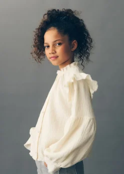 Dzieci MANGO Koszule I Bluzki*Bluzka z kreszowanego materiału w romantycznym stylu