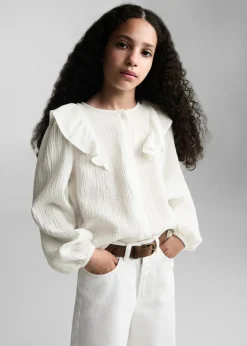 Dzieci MANGO Koszule I Bluzki*Bluzka z kreszowanej bawełny