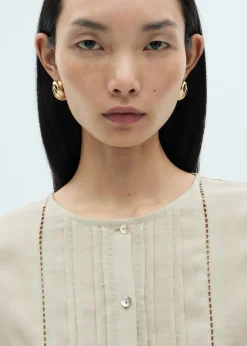 MANGO Koszule I Bluzki*Bluzka z lyocellu z ażurowymi wstawkami