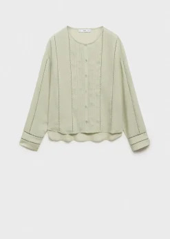 MANGO Koszule I Bluzki*Bluzka z lyocellu z ażurowymi wstawkami