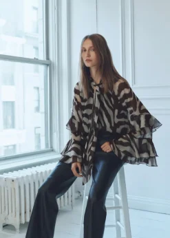 MANGO Koszule I Bluzki*Bluzka z rozszerzanym rękawem i nadrukiem