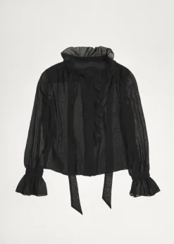 MANGO Koszule I Bluzki*Bluzka z wysokim kołnierzem i falbanką