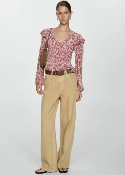 MANGO Koszule I Bluzki*Bluzka ze wzorem i falbankami