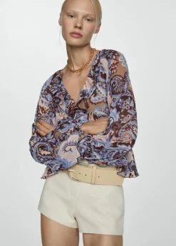 MANGO Koszule I Bluzki*Bluzka ze wzorem paisley i falbankami