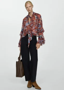 MANGO Koszule I Bluzki*Bluzka ze wzorem paisley i falbankami