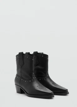 MANGO Buty*Botki kowbojki skórzane
