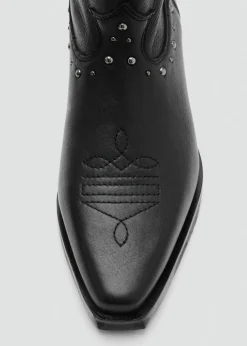 MANGO Buty*Botki kowbojki skórzane