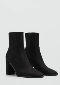 MANGO Buty*Botki na obcasie klockowym ze sztucznego zamszu