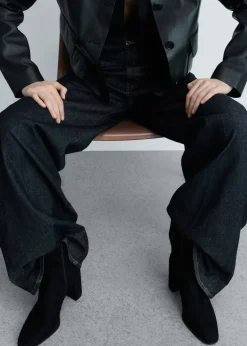 MANGO Buty*Botki na obcasie klockowym ze sztucznego zamszu