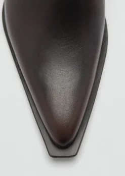 MANGO Buty*Botki skórzane na obcasie klockowym