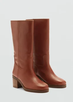 MANGO Buty|Akcesoria Skórzane*Botki skórzane na obcasie klockowym