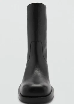 MANGO Buty|Akcesoria Skórzane*Botki skórzane z kwadratowym noskiem