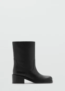MANGO Buty|Akcesoria Skórzane*Botki skórzane z kwadratowym noskiem