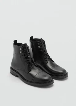 MANGO Skóra*Botki sznurowane ze skóry