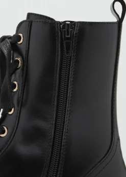 MANGO Buty|Akcesoria Skórzane*Botki sznurowane ze skóry