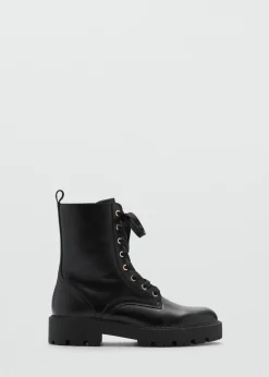 MANGO Buty|Akcesoria Skórzane*Botki sznurowane ze skóry