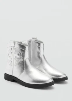 Dzieci MANGO Buty*Botki w metalicznym kolorze zapinane na suwak