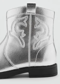 Dzieci MANGO Buty*Botki w metalicznym kolorze zapinane na suwak