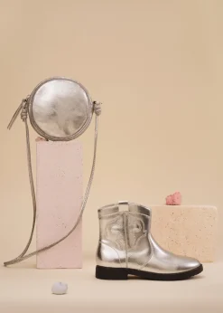 Dzieci MANGO Buty*Botki w metalicznym kolorze zapinane na suwak