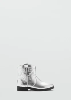 Dzieci MANGO Buty*Botki w metalicznym kolorze zapinane na suwak