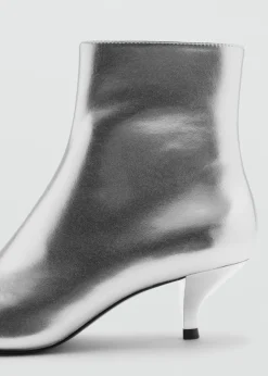 MANGO Buty*Botki w metalicznym kolorze ze spiczastym noskiem