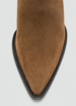 MANGO Buty|Akcesoria Skórzane*Botki z dwoiny na obcasie klockowym