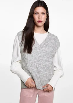 MANGO Kamizelki*Braided-knit gilet