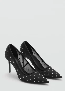 MANGO Buty*Buty na obcasie z siateczki z kryształkami