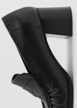 MANGO Buty|Akcesoria Skórzane*Buty skórzane na obcasie z marszczeniem