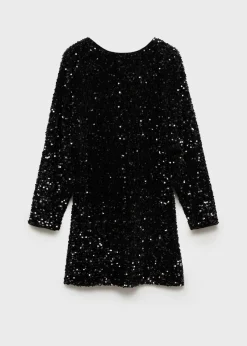 MANGO Sukienki I Kombinezony*Cekinowa sukienka z bufiastymi rękawami