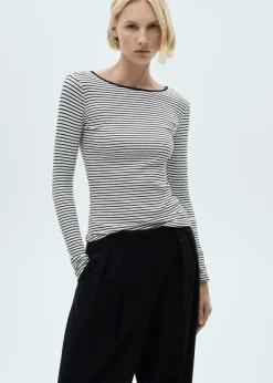 MANGO Koszulki*Ściągaczowa koszulka w pasy