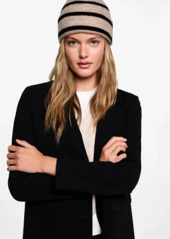 MANGO Więcej Akcesoriów*Czapka dzianinowa w paski