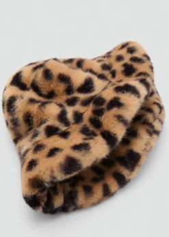 MANGO Czapki I Rękawiczki*Czapka typu bucket w lamparcie cętki