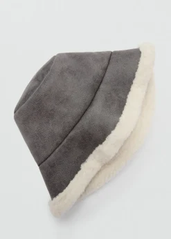 MANGO Czapki I Rękawiczki*Czapka typu bucket z barankiem