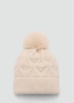 Dzieci MANGO Szaliki I Czapki*Czapka z plecionej dzianiny z pomponem