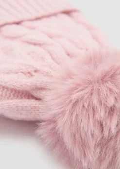 Dzieci MANGO Szaliki I Czapki*Czapka z plecionej dzianiny z pomponem