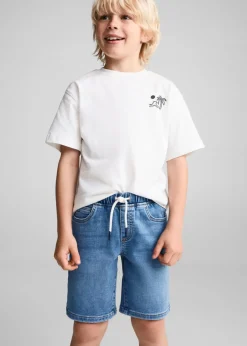 Dzieci MANGO Bermudy*Denimowe bermudy z elastycznym pasem